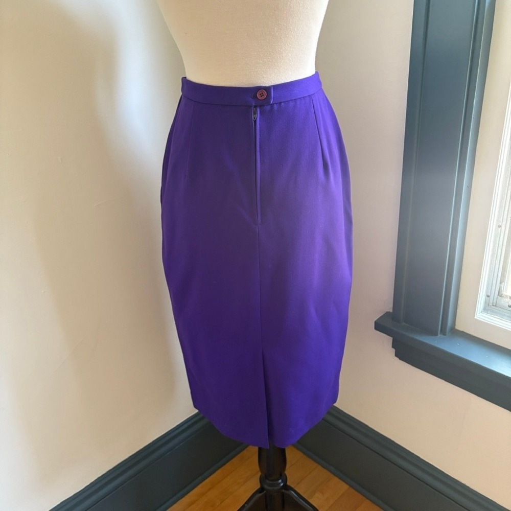 Christian Dior The Suit 1980's Purple Suit Skirt Set Wool Size 8 Purple Power - Picture 11 of 16